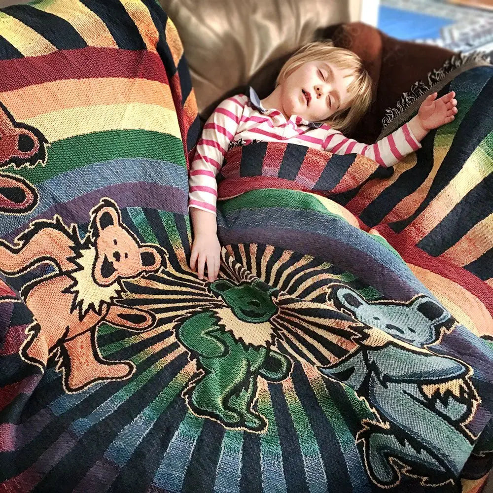 Grateful Dead Rainbow Bears Woven Cotton Blanket | relix.shop