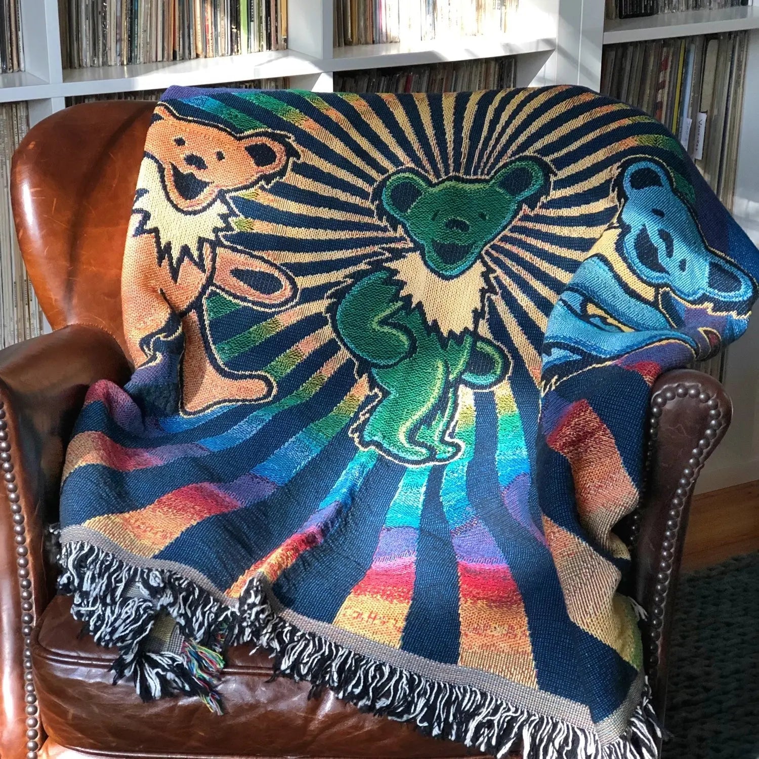 Grateful Dead Rainbow Bears Woven Cotton Blanket | relix.shop