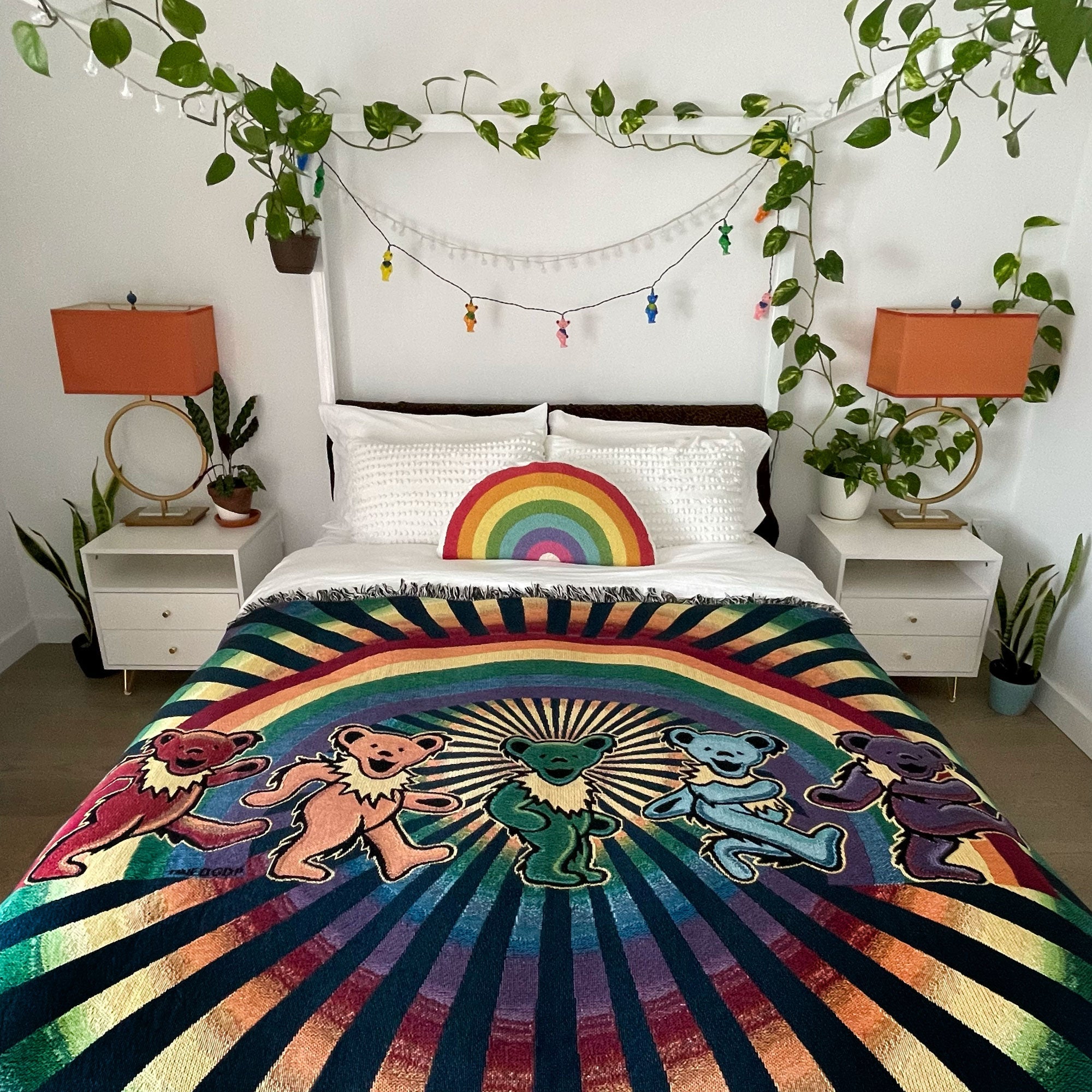 Grateful Dead Rainbow Bears Woven Cotton Blanket | relix.shop