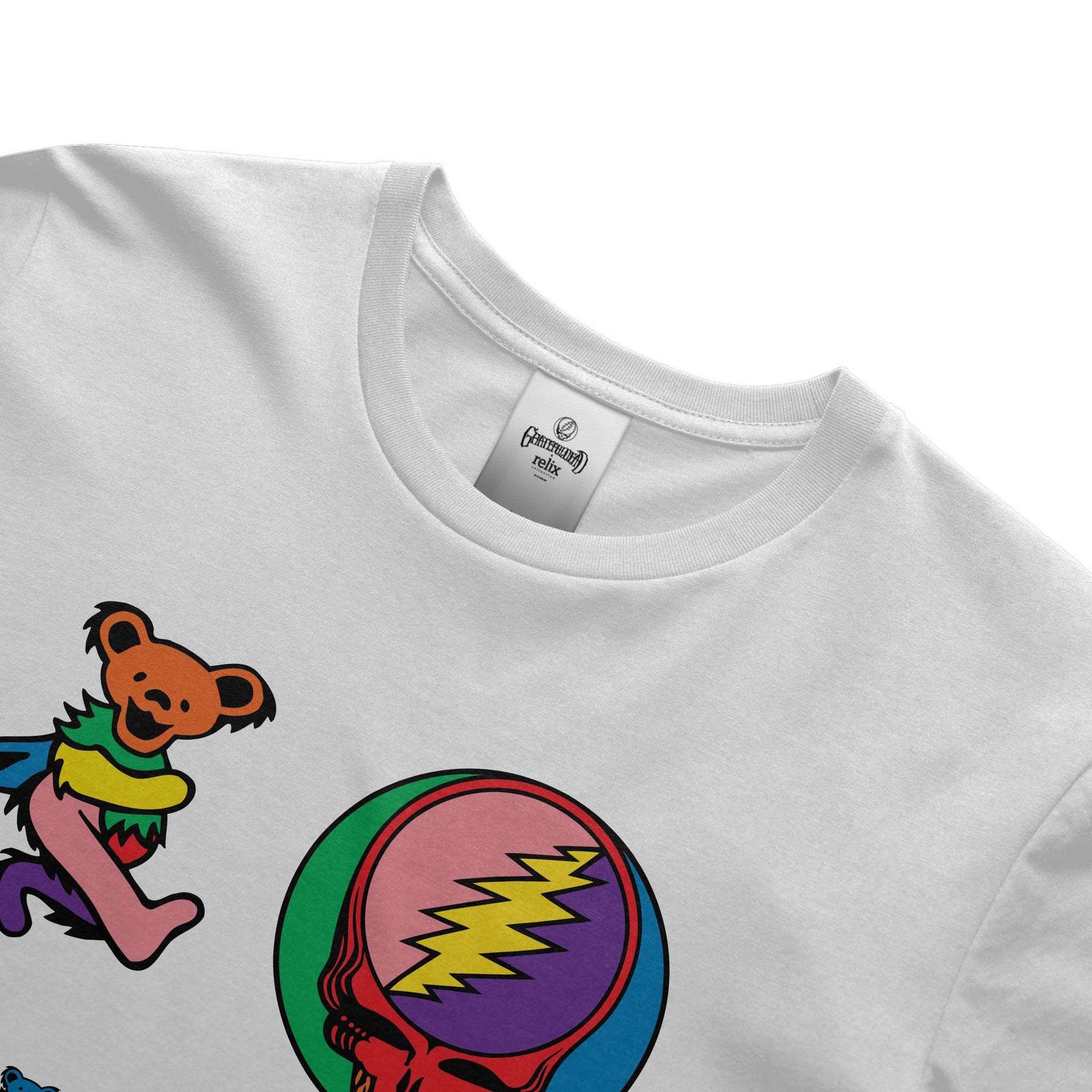 Grateful Dead Rainbow Stealie Bears Tee - White