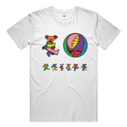 Grateful Dead Rainbow Stealie Bears Tee - White