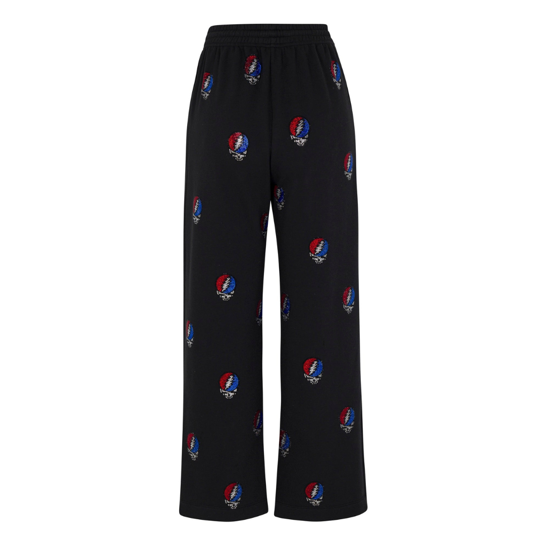 Grateful Dead Rhinestone Stealie Lounge Pants - Black