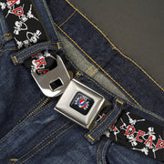 Grateful Dead Seatbelt Belt | Black Text + Dancing Skeletons