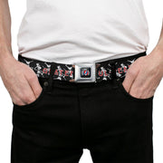 Grateful Dead Seatbelt Belt | Black Text + Dancing Skeletons