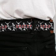 Grateful Dead Seatbelt Belt | Black Text + Dancing Skeletons