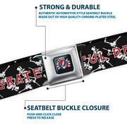 Grateful Dead Seatbelt Belt | Black Text + Dancing Skeletons