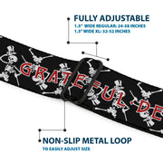 Grateful Dead Seatbelt Belt | Black Text + Dancing Skeletons