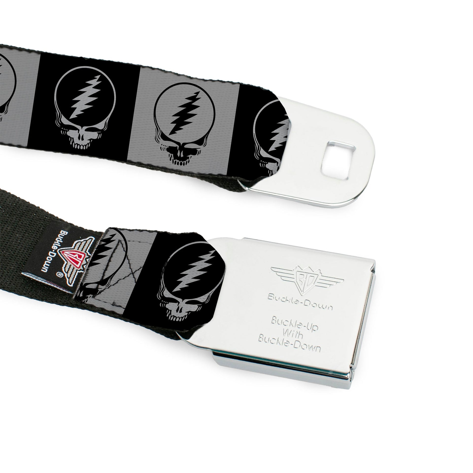 Grateful Dead Seatbelt Belt | Black/White Steal Your Face Blocks