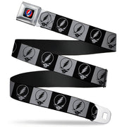 Grateful Dead Seatbelt Belt | Black/White Steal Your Face Blocks