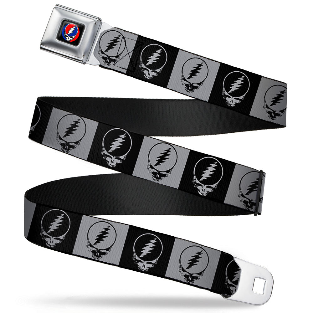 Grateful Dead Seatbelt Belt | Black/White Steal Your Face Blocks
