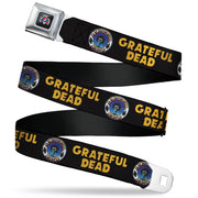Grateful Dead Seatbelt Belt | Black/Yellow + Skull & Roses