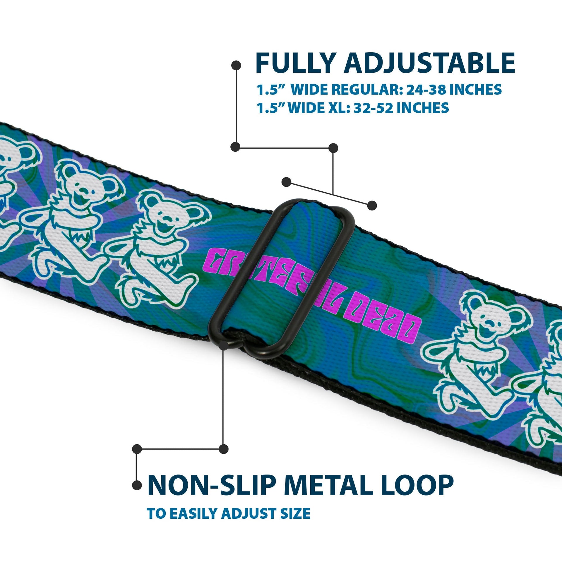 Grateful Dead Seatbelt Belt | Blue Swirl + Dancing Bears