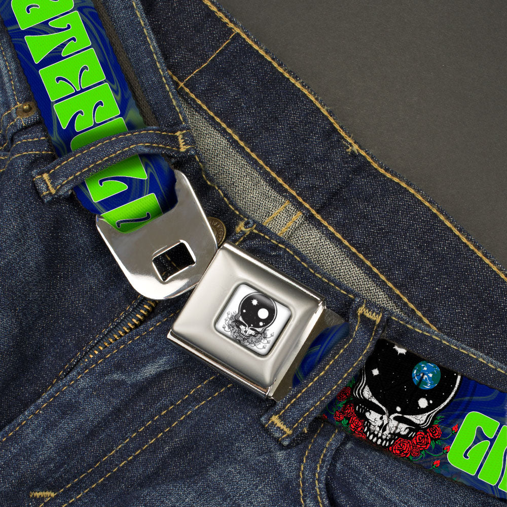 Grateful Dead Seatbelt Belt | Blue/Green Text + Space Your Face