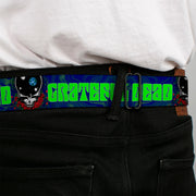 Grateful Dead Seatbelt Belt | Blue/Green Text + Space Your Face