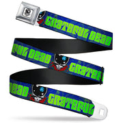 Grateful Dead Seatbelt Belt | Blue/Green Text + Space Your Face