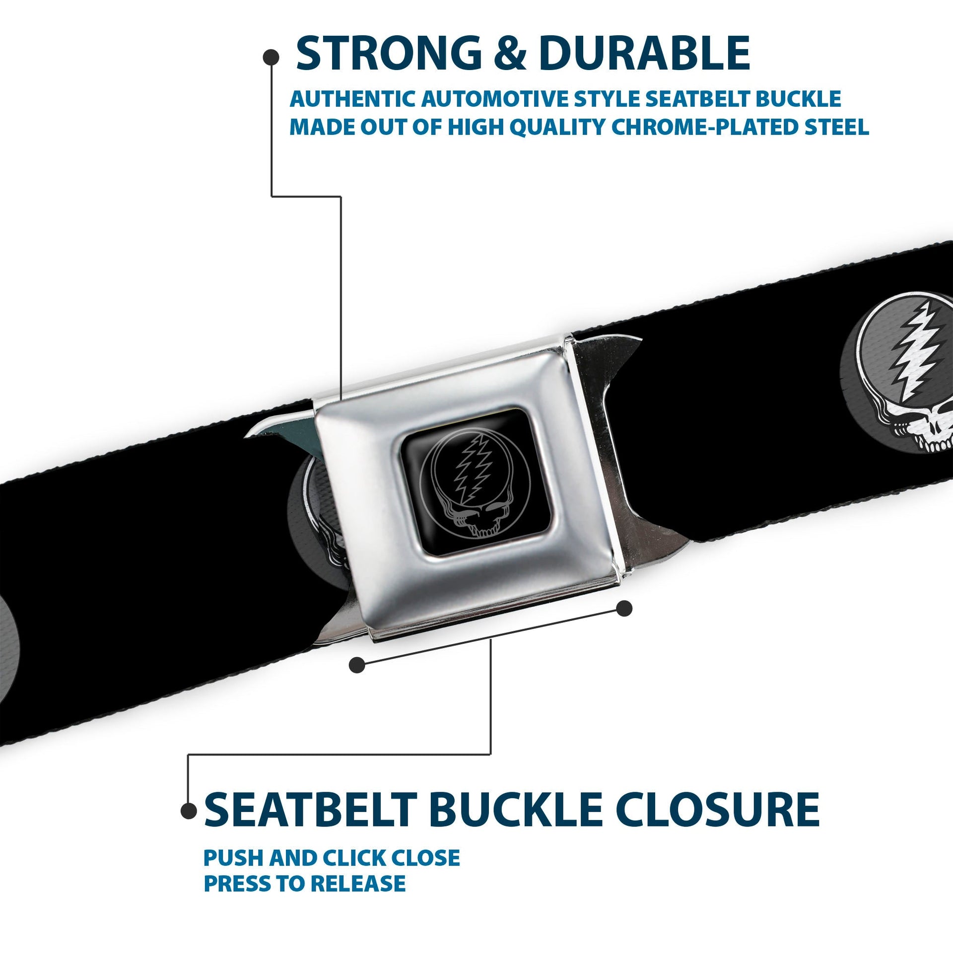 Grateful Dead Seatbelt Belt | Gray Steal Your Face