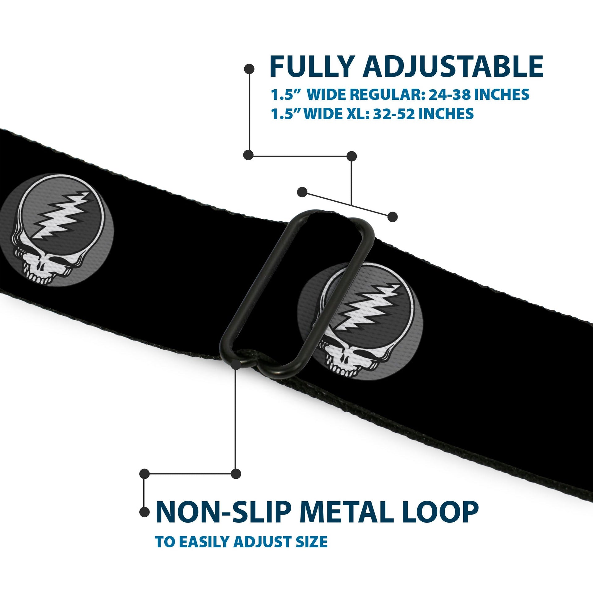 Grateful Dead Seatbelt Belt | Gray Steal Your Face