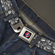 Grateful Dead Seatbelt Belt | Gray Steal Your Face Stacked