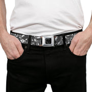Grateful Dead Seatbelt Belt | Gray Steal Your Face Stacked