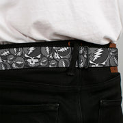 Grateful Dead Seatbelt Belt | Gray Steal Your Face Stacked