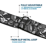 Grateful Dead Seatbelt Belt | Gray Steal Your Face Stacked