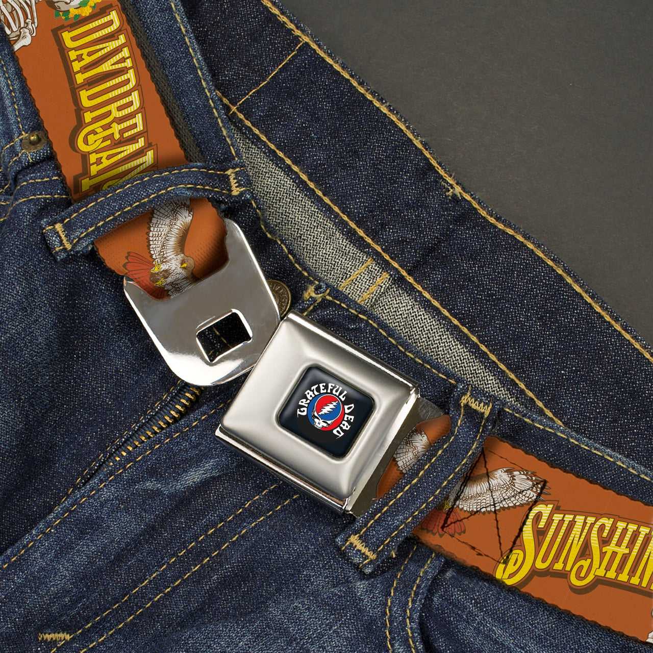 Grateful Dead Seatbelt Belt | Orange Sunshine Daydream