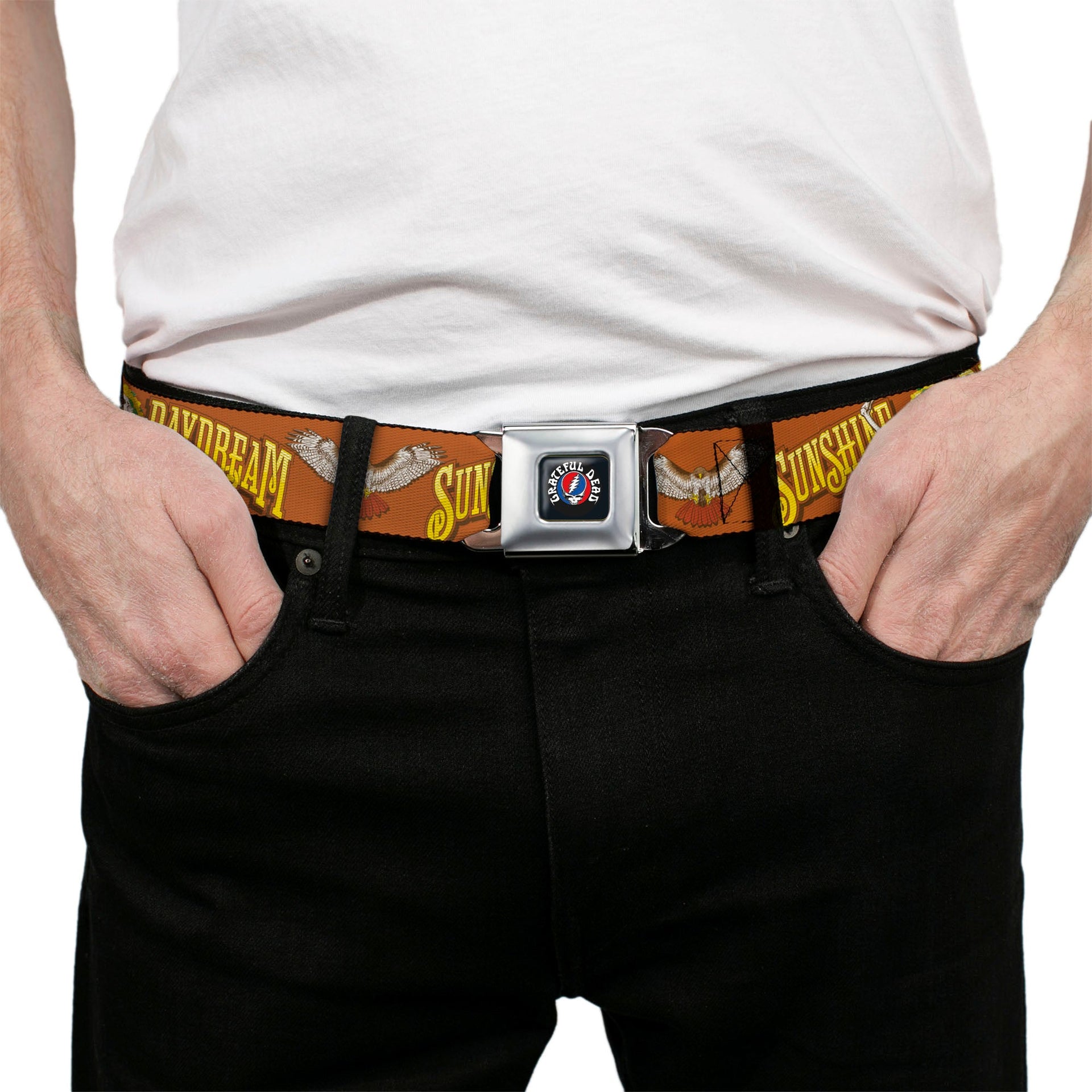 Grateful Dead Seatbelt Belt | Orange Sunshine Daydream
