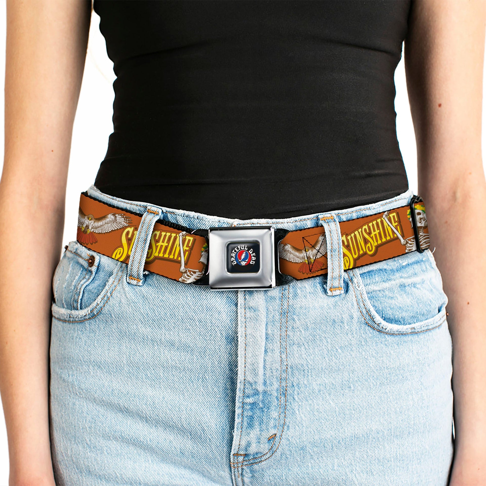 Grateful Dead Seatbelt Belt | Orange Sunshine Daydream