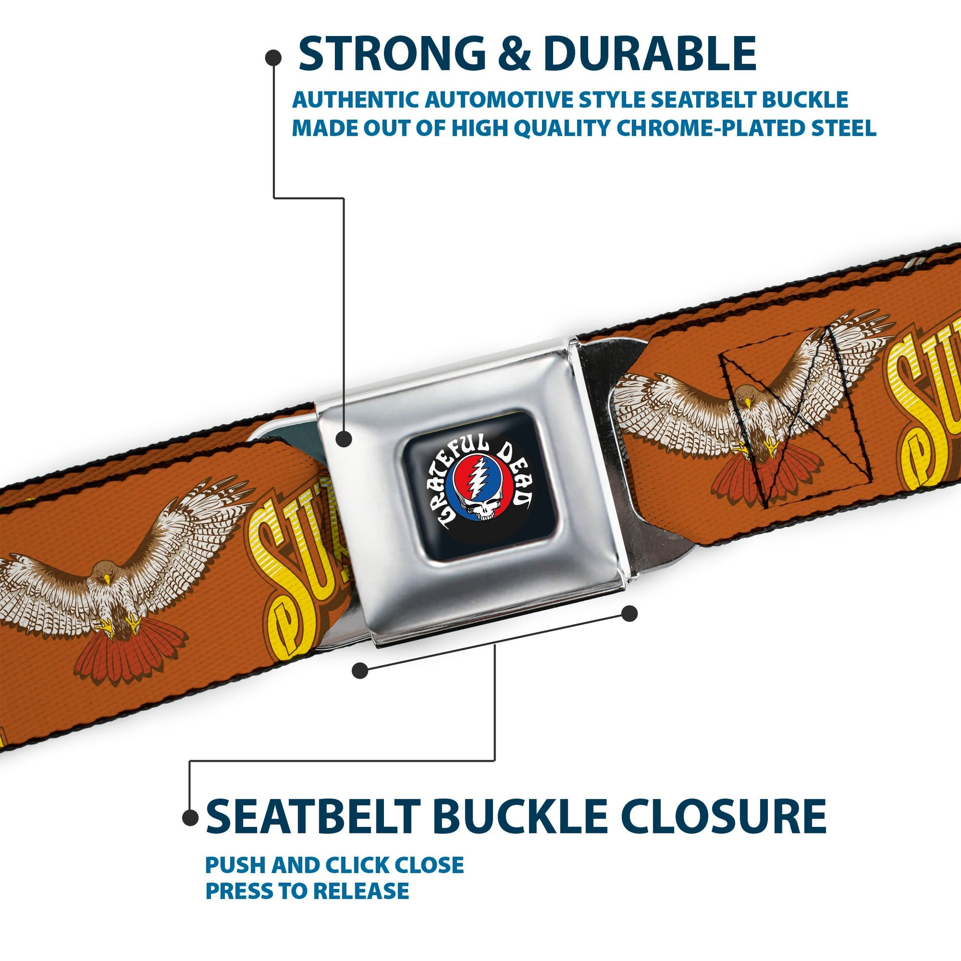 Grateful Dead Seatbelt Belt | Orange Sunshine Daydream