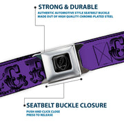 Grateful Dead Seatbelt Belt | Purple/Black Text + Skull & Roses