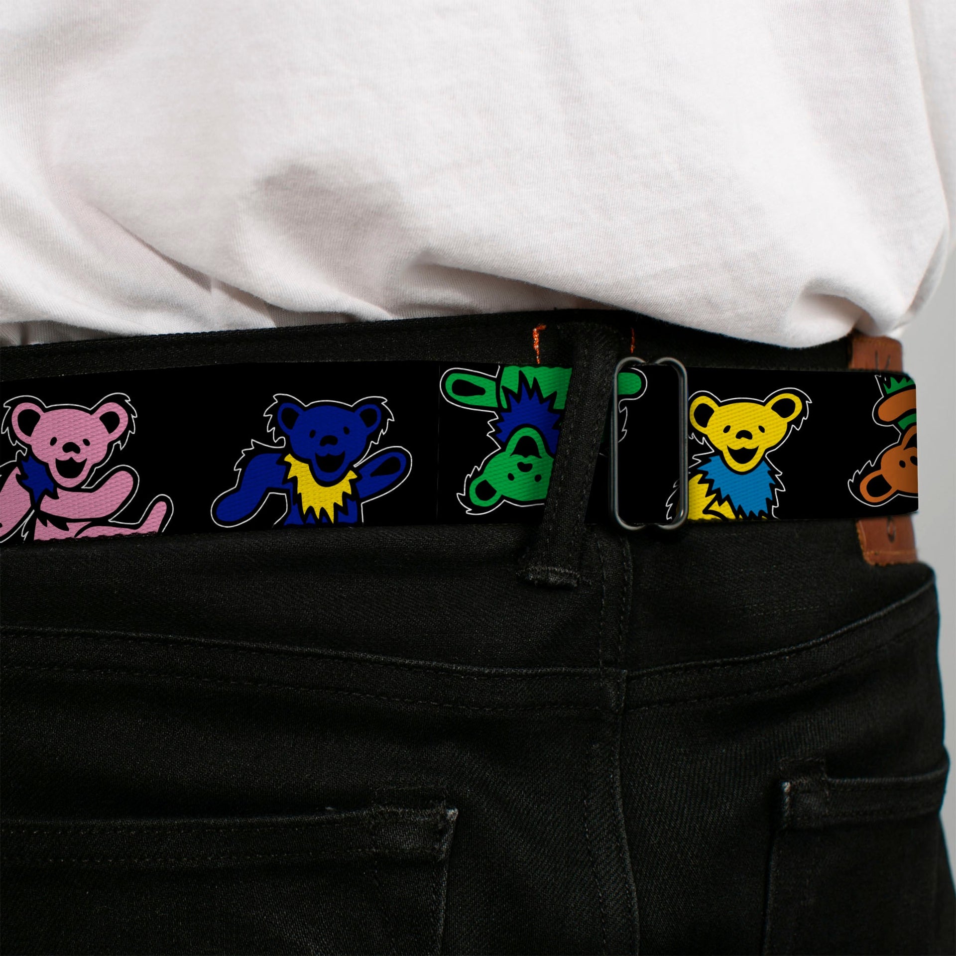 Grateful Dead Seatbelt Belt | Rainbow Dancing Bears (Large Pattern)