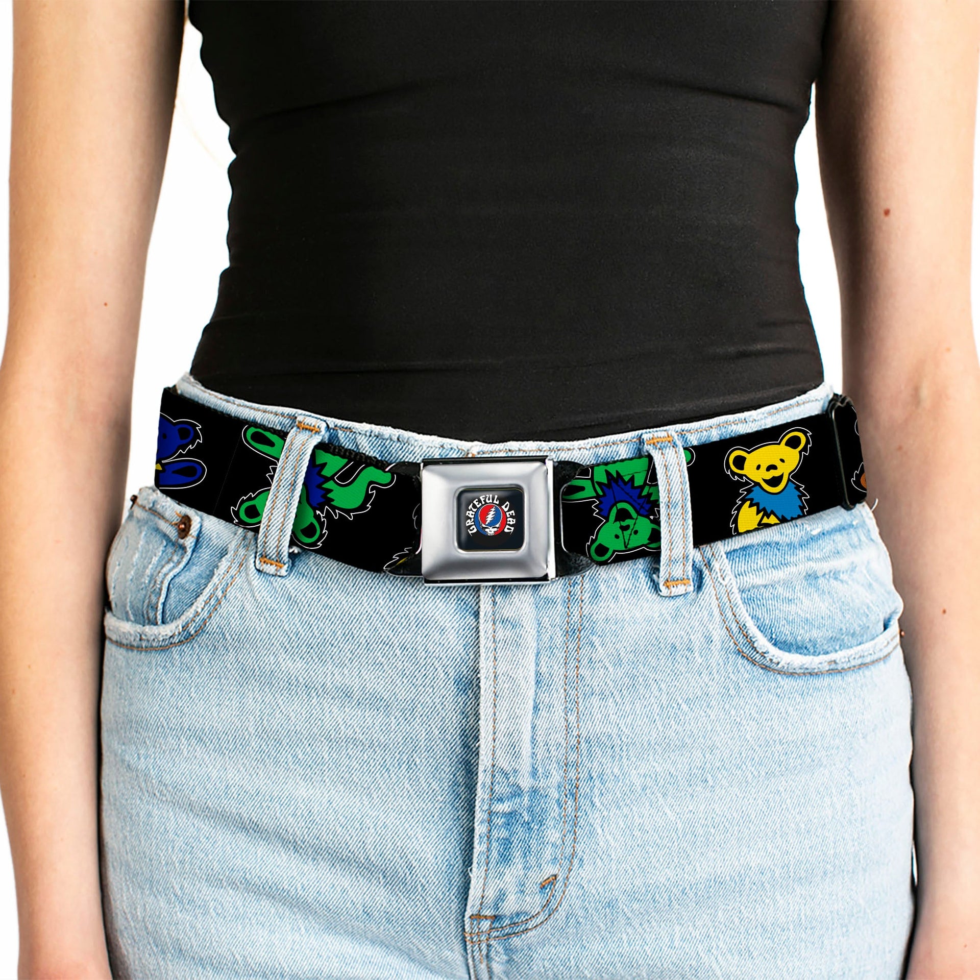 Grateful Dead Seatbelt Belt | Rainbow Dancing Bears (Large Pattern)