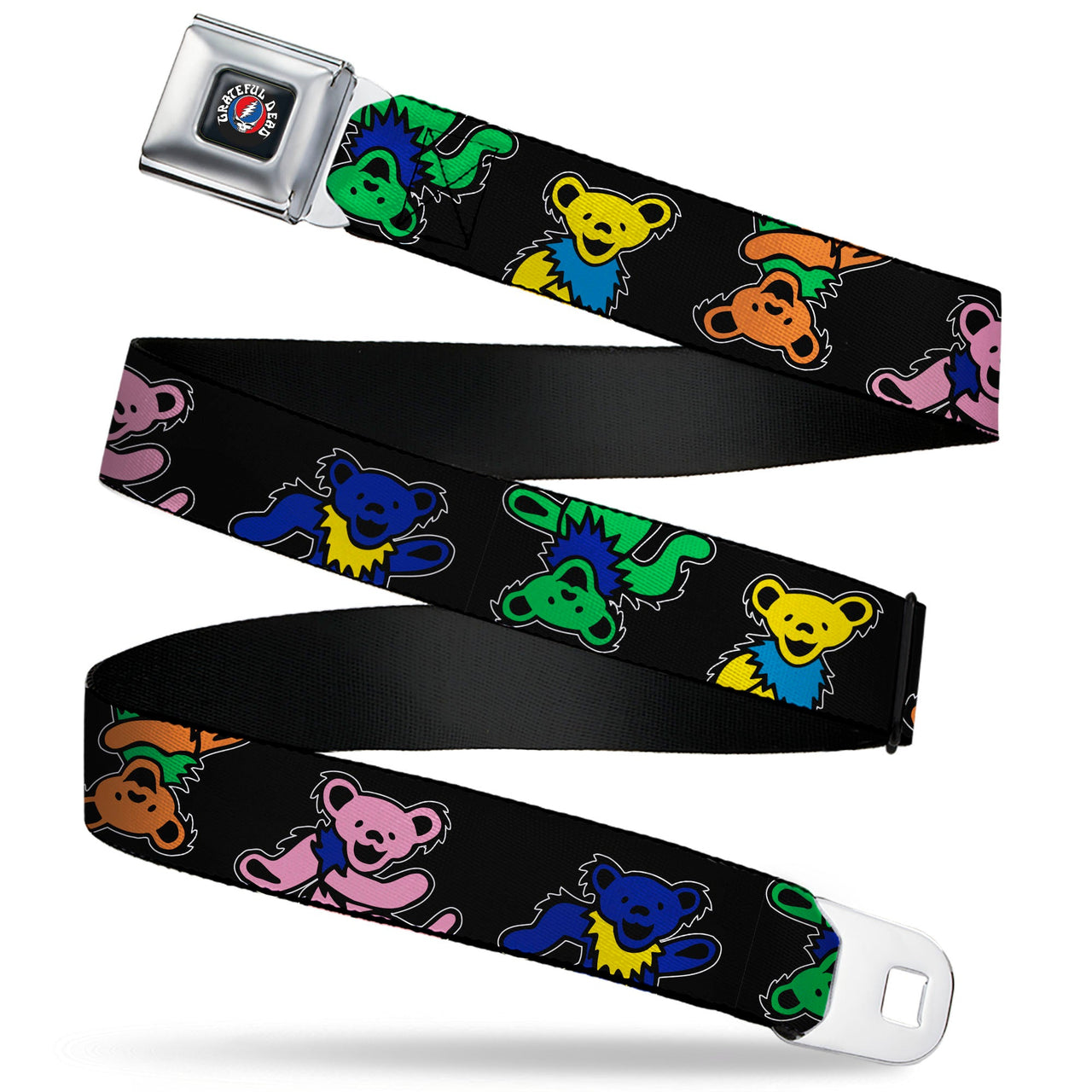 Grateful Dead Seatbelt Belt | Rainbow Dancing Bears (Large Pattern)