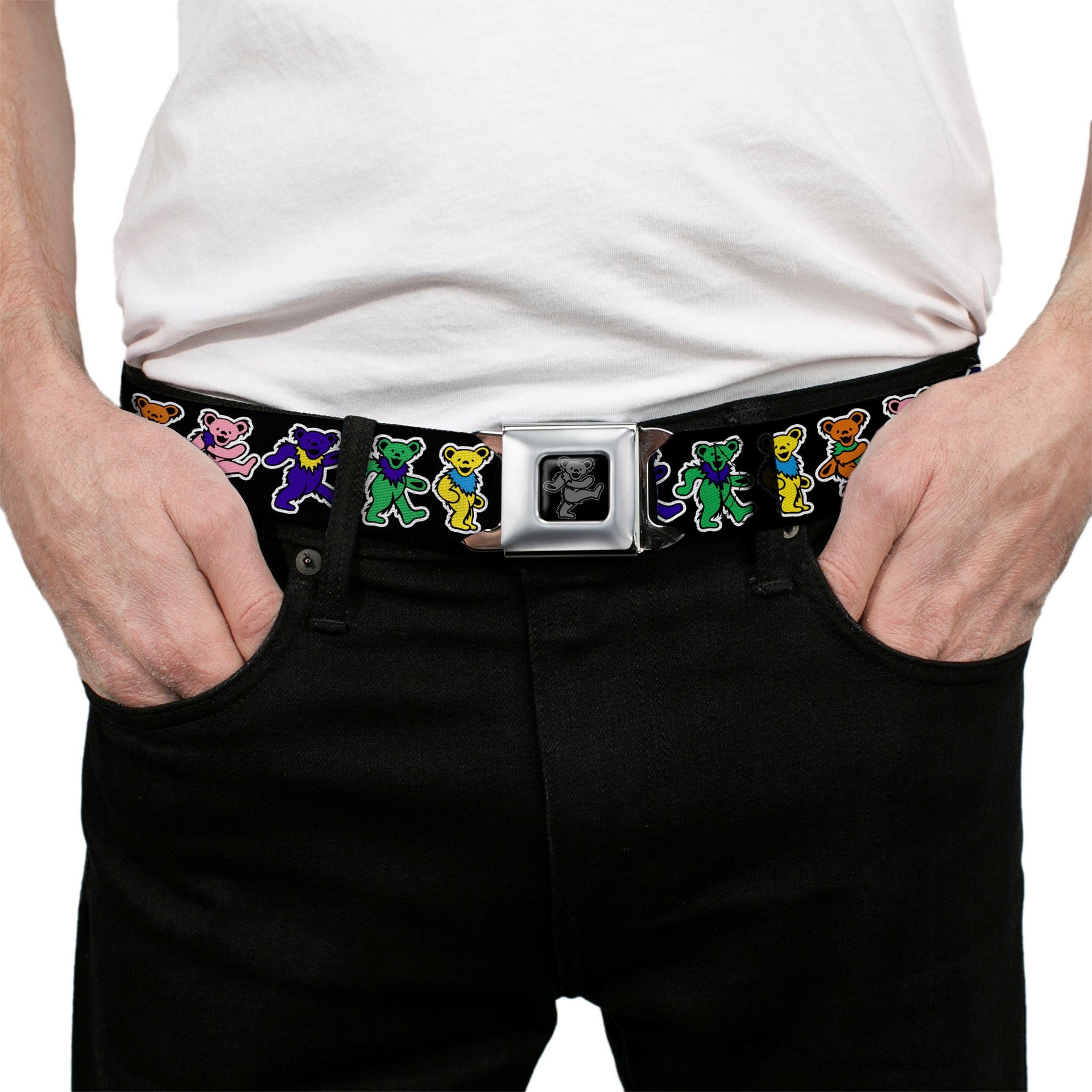 Grateful Dead Seatbelt Belt | Rainbow Dancing Bears (Small Pattern)