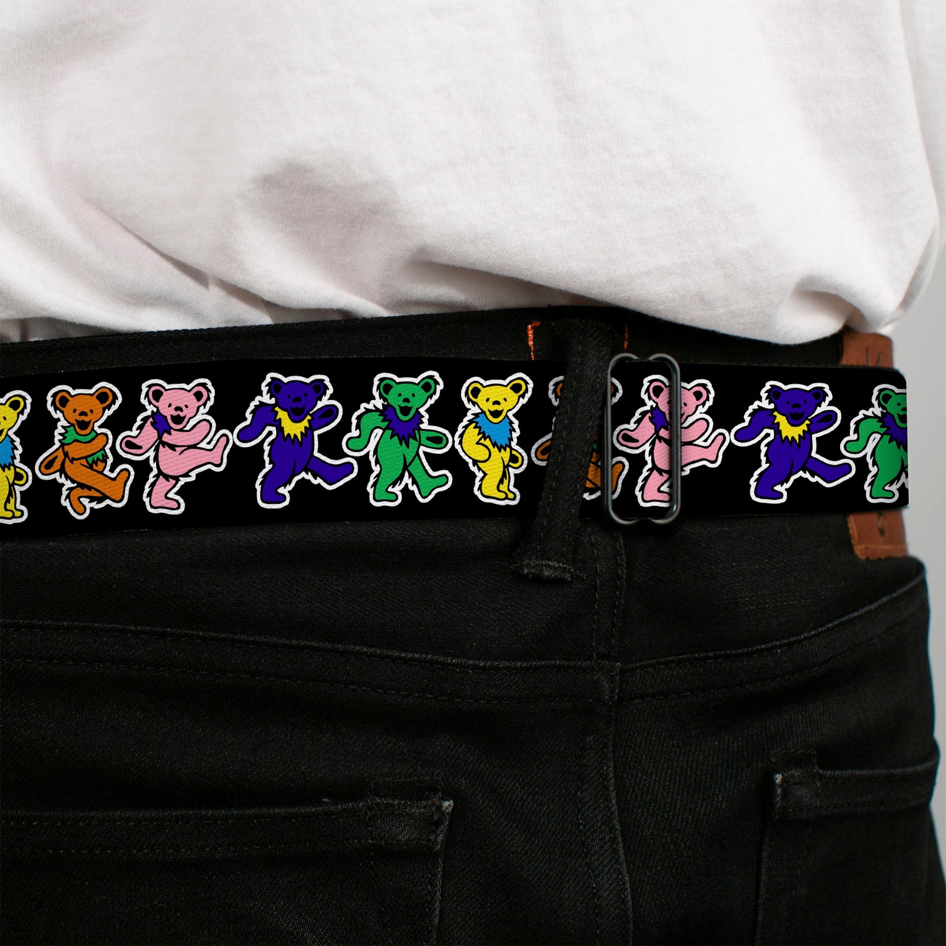 Grateful Dead Seatbelt Belt | Rainbow Dancing Bears (Small Pattern)