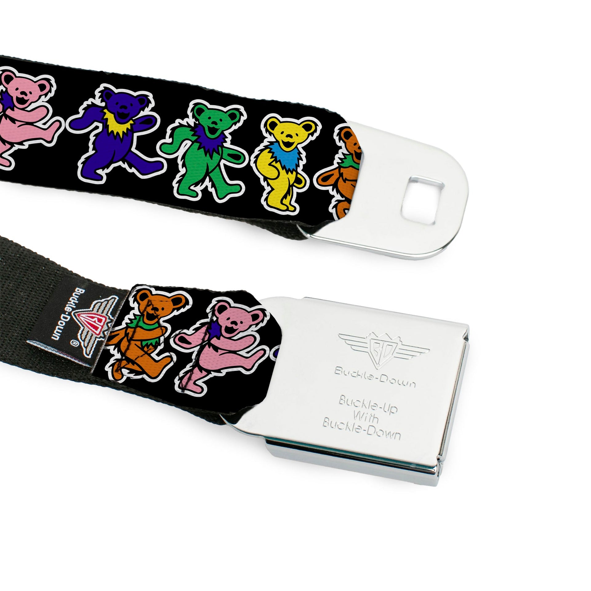 Grateful Dead Seatbelt Belt | Rainbow Dancing Bears (Small Pattern)