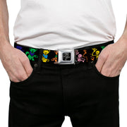 Grateful Dead Seatbelt Belt | Rainbow Script Text with Dancing Bears + Skeletons