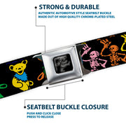 Grateful Dead Seatbelt Belt | Rainbow Script Text with Dancing Bears + Skeletons