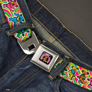 Grateful Dead Seatbelt Belt | Rainbow Tie Dye Swirl Dancing Bears - Back