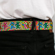 Grateful Dead Seatbelt Belt | Rainbow Tie Dye Swirl Dancing Bears - Alternate View