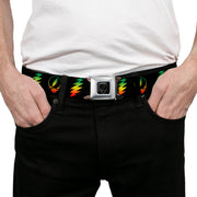 Grateful Dead Seatbelt Belt | Rasta Steal Your Face & Lightning Bolts