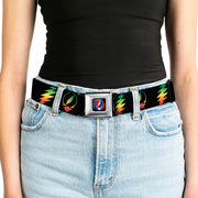 Grateful Dead Seatbelt Belt | Rasta Steal Your Face & Lightning Bolts