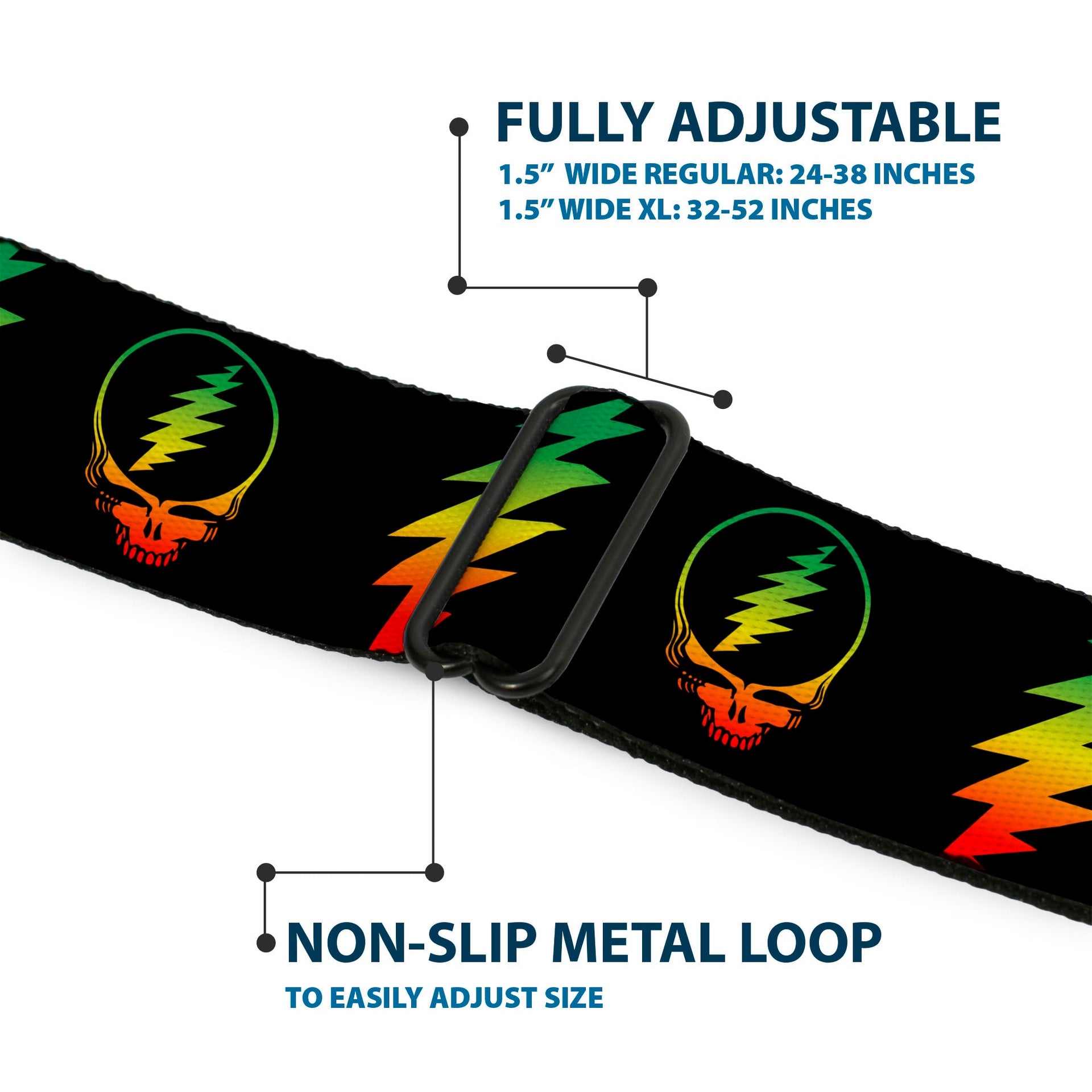 Grateful Dead Seatbelt Belt | Rasta Steal Your Face & Lightning Bolts