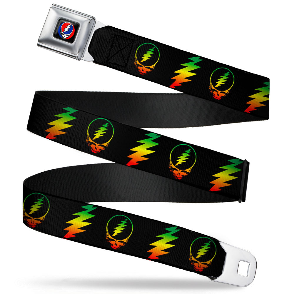 Grateful Dead Seatbelt Belt | Rasta Steal Your Face & Lightning Bolts