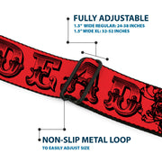 Grateful Dead Seatbelt Belt | Red/Black Text + Skull & Roses