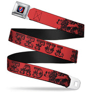 Grateful Dead Seatbelt Belt | Red/Black Text + Skull & Roses