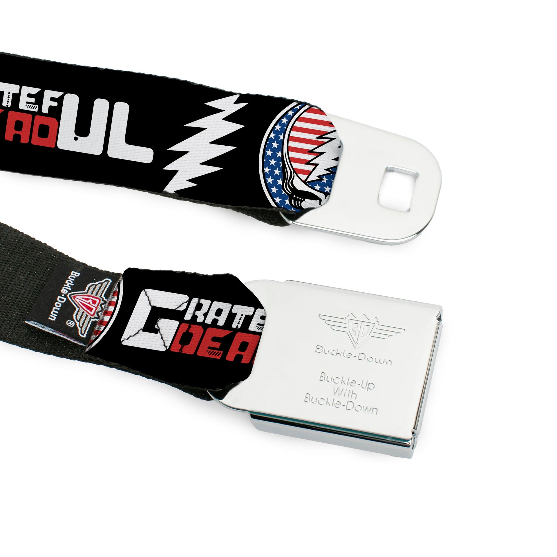 Grateful Dead Seatbelt Belt | Stars & Stripes + Text
