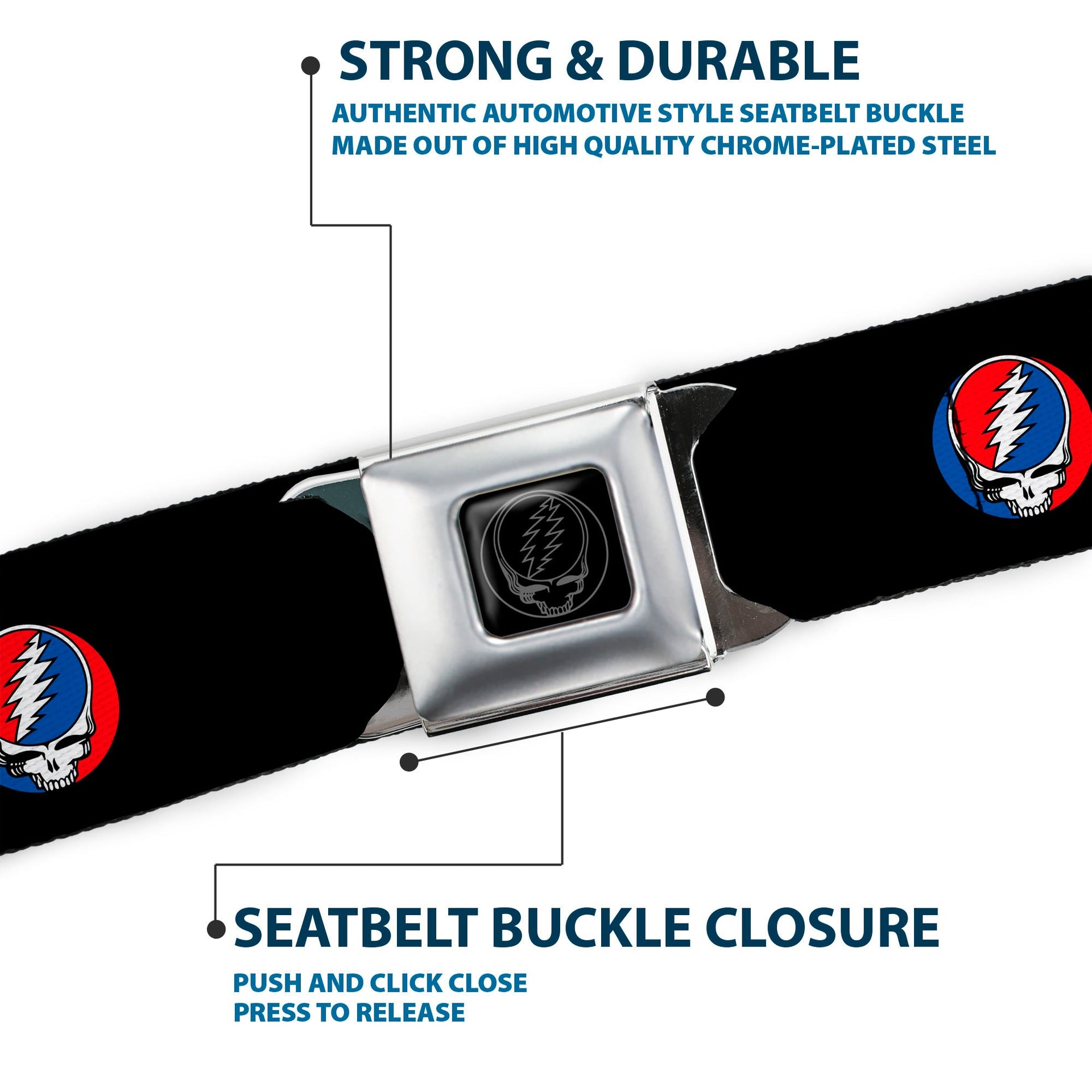 Grateful Dead Seatbelt Belt | Steal Your Face