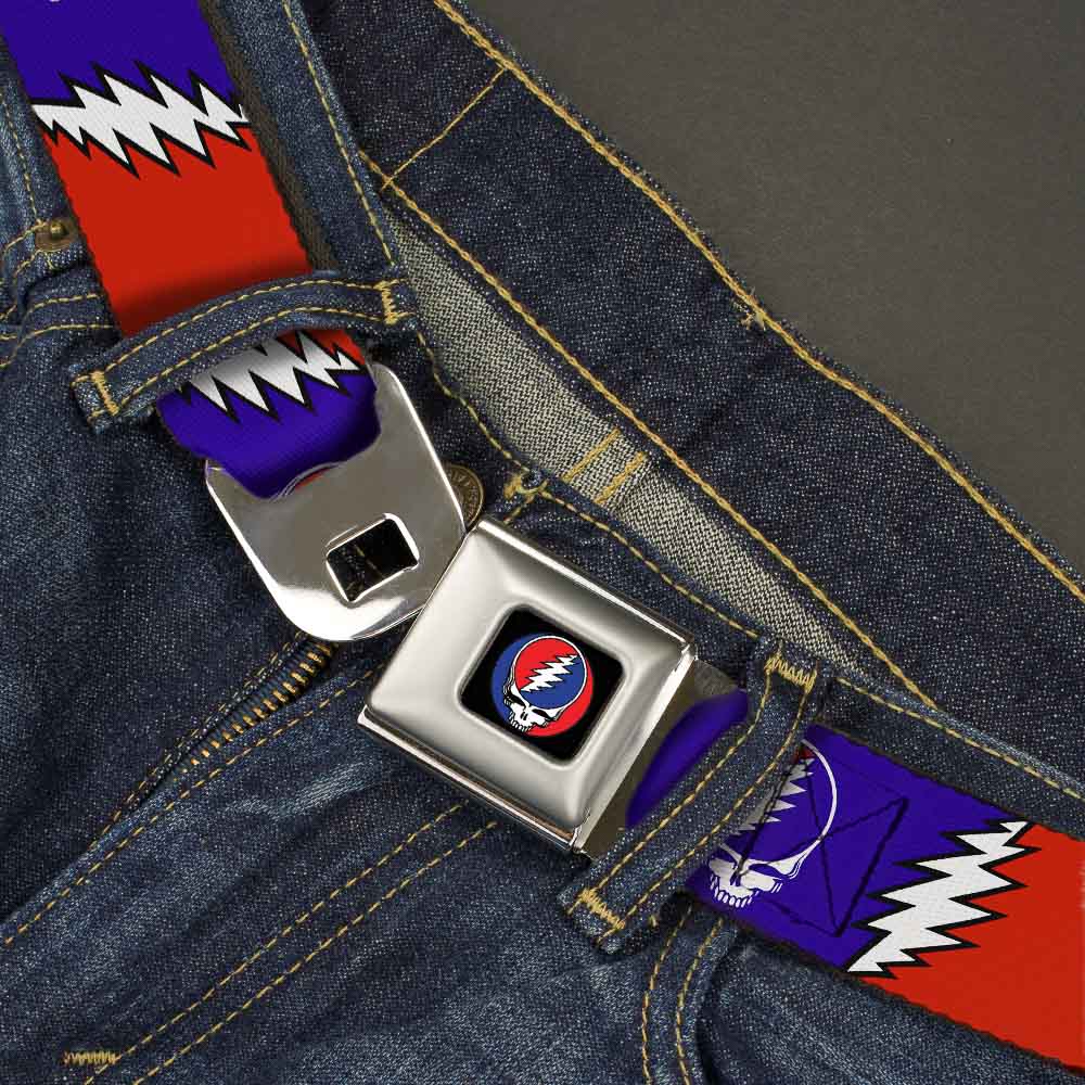 Grateful Dead Seatbelt Belt | Steal Your Face + Large Lightning Bolt