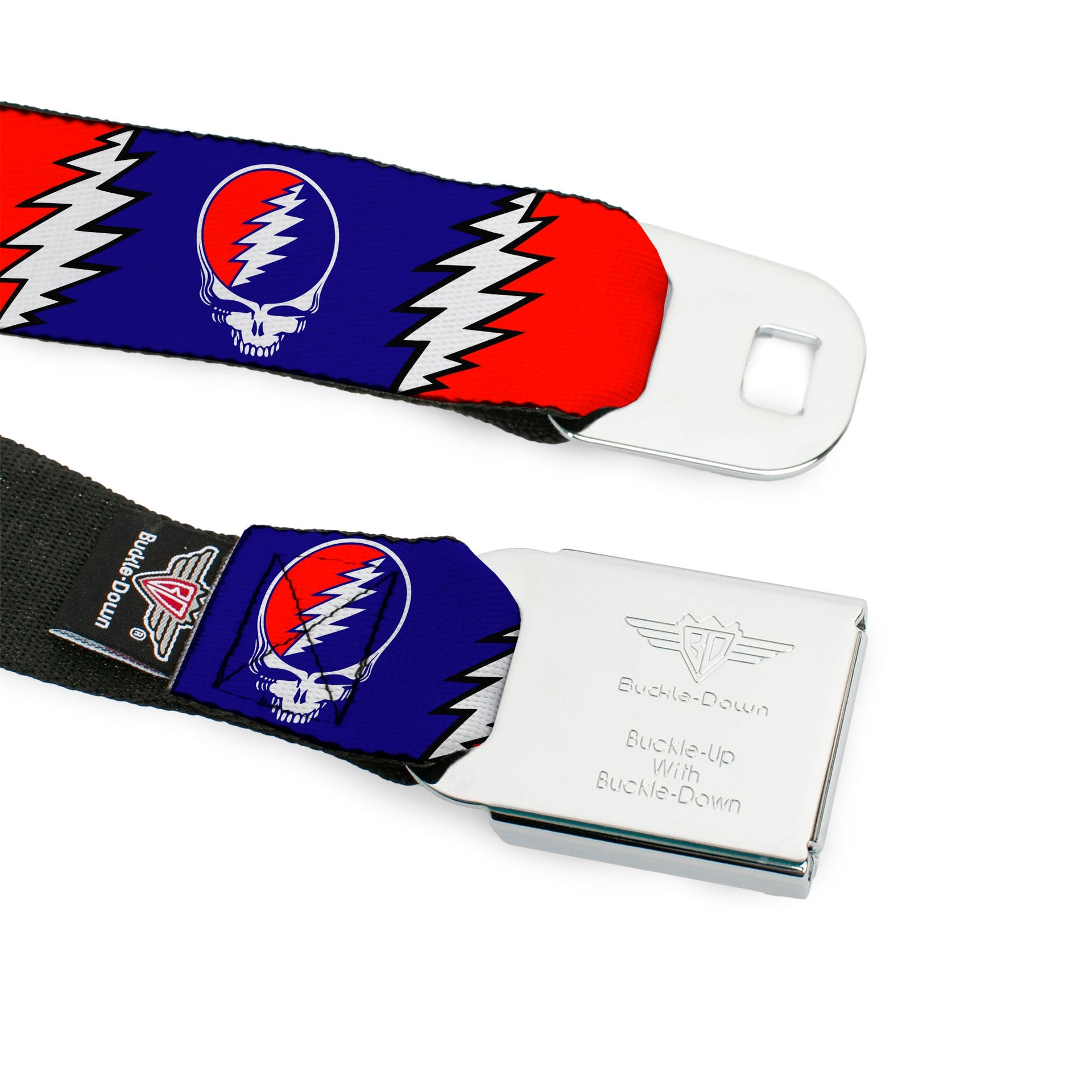 Grateful Dead Seatbelt Belt | Steal Your Face + Large Lightning Bolt